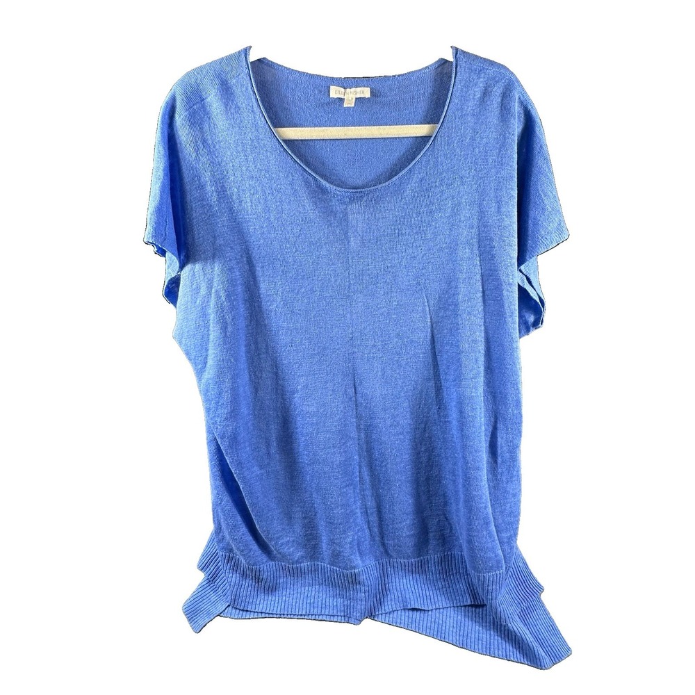 Eileen Fisher Organic Linen Oversized Top Women Medium Crew Neck Lightweight